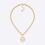 Dior Women Petit CD Necklace Gold-Finish Metal with White and Silver-Tone Crystals