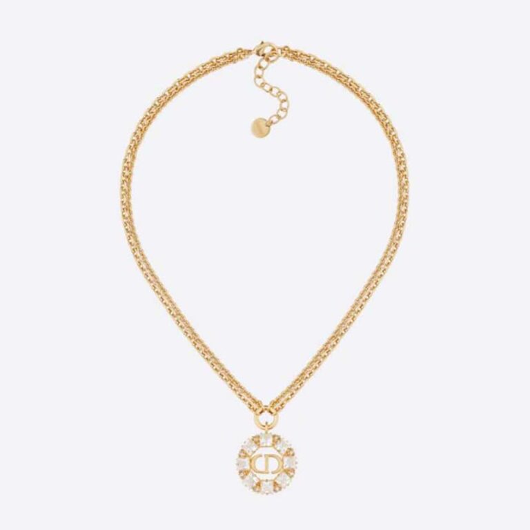 Dior Women Petit CD Necklace Gold-Finish Metal with White and Silver-Tone Crystals