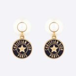 Dior Women Tribales EarringsGold-Finish Metal with White Resin Pearls and Navy Blue Lacquer