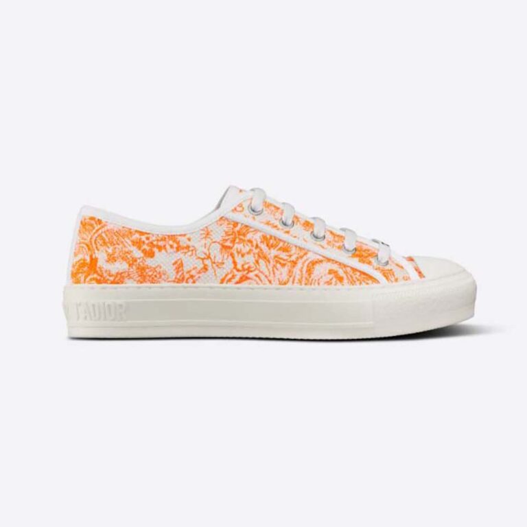 Dior Women Walk'N'dior Sneaker Bright Orange Toile DE Jouy Embroidered Cotton