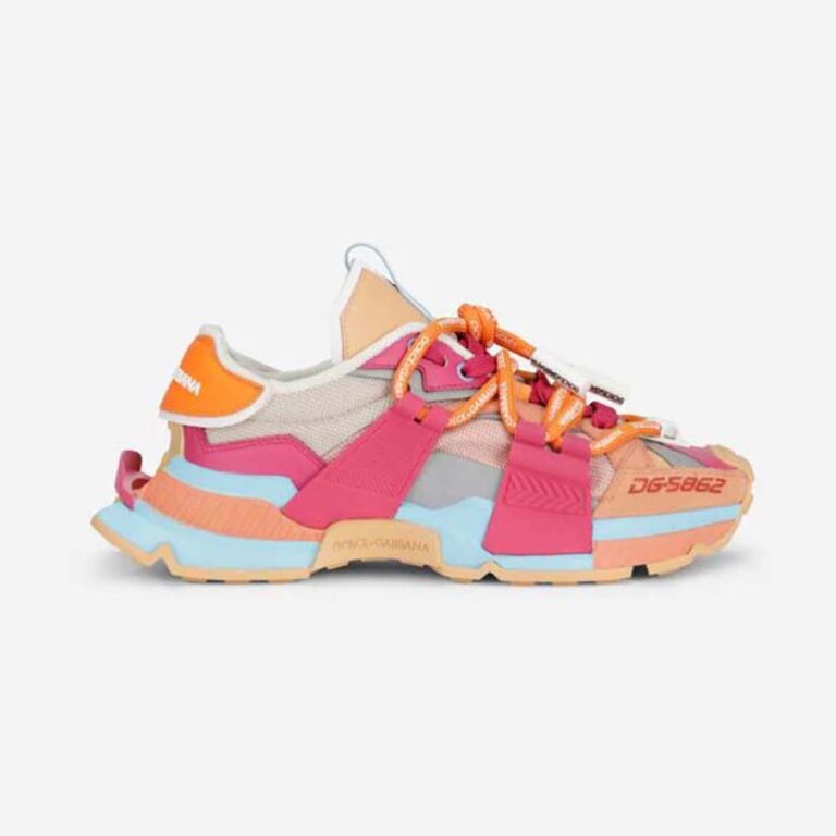 Dolce Gabbana D&G Women Mixed-Material Space Sneakers-Orange