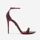 Dolce Gabbana D&G Women Sandals in Red Leopard-Print Patent Leather