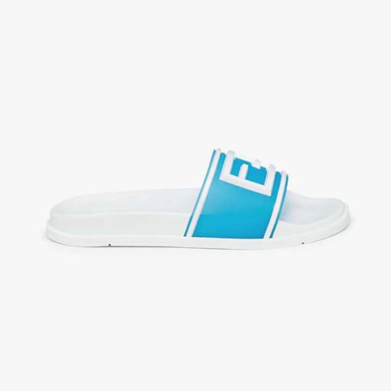 Fendi Men Baguette Slides Light Blue Rubber Slides