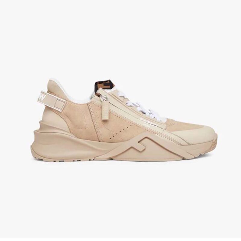 Fendi Men Flow Beige Suede Low-Tops