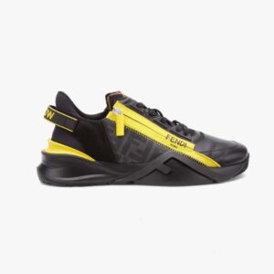 Fendi Men Flow Black Leather Low-Tops