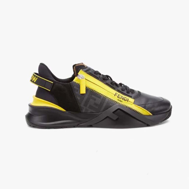 Fendi Men Flow Black Leather Low-Tops