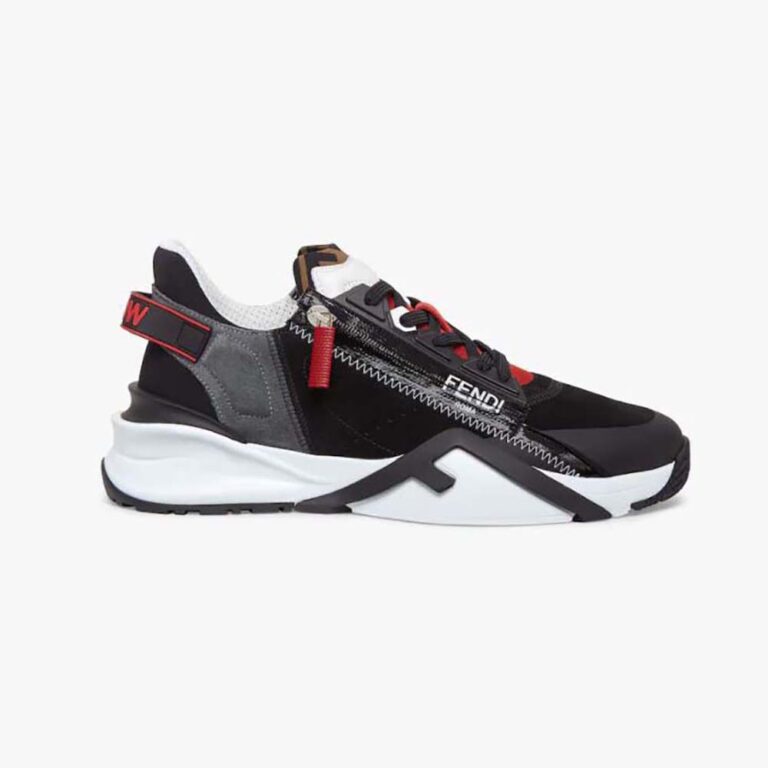 Fendi Men Flow Multicolor Suede Low-Tops-Red