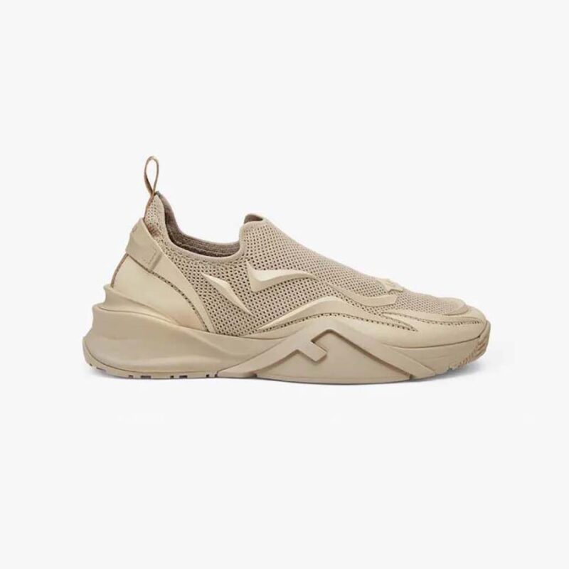 Fendi Unisex Flow Beige Mesh Running Sneakers