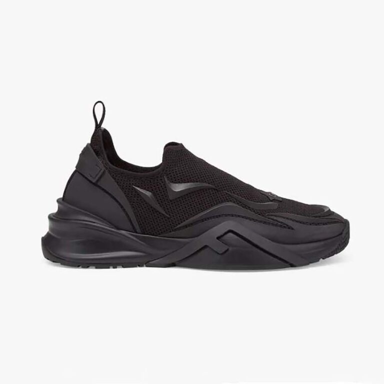 Fendi Unisex Flow Black Mesh Running Sneakers