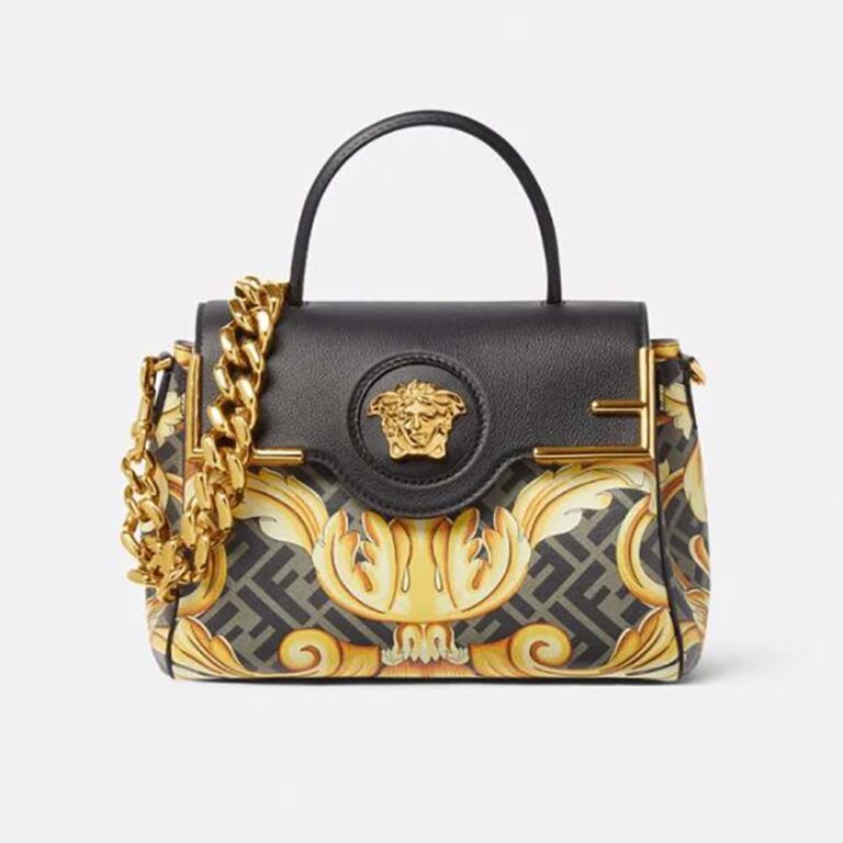 Fendi Women Fendace La Medusa Medium Handbag-Black