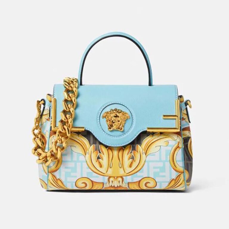 Fendi Women Fendace La Medusa Medium Handbag-Blue