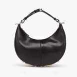 Fendi Women Fendigraphy Small Black Python Leather Bag