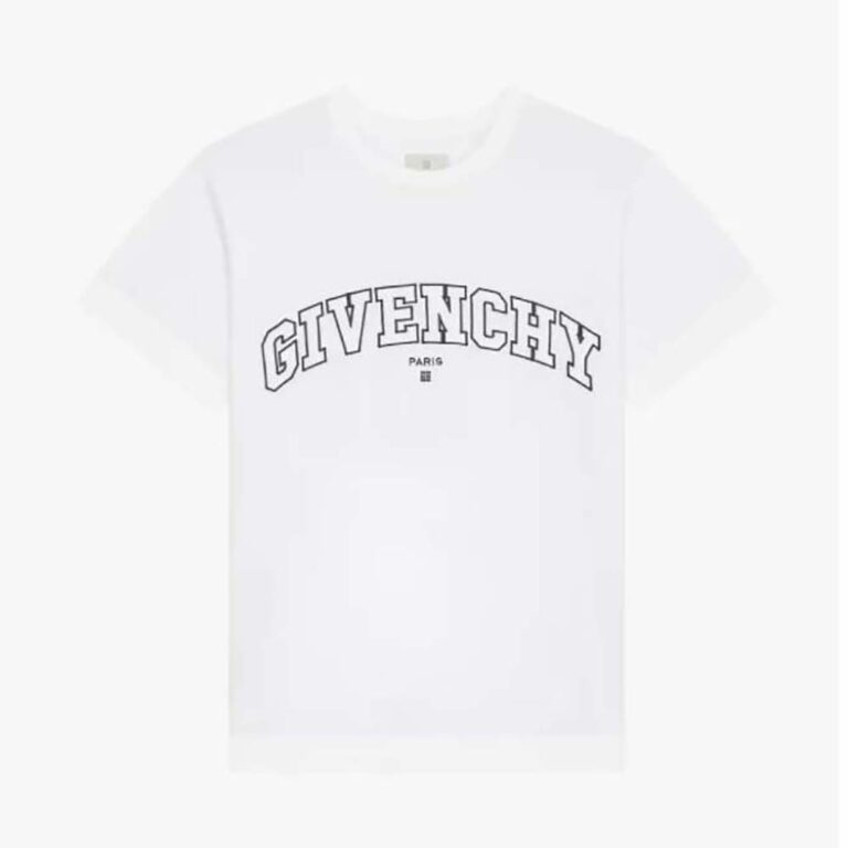 Givenchy Men T-shirt in GIVENCHY College Embroidered Jersey-White