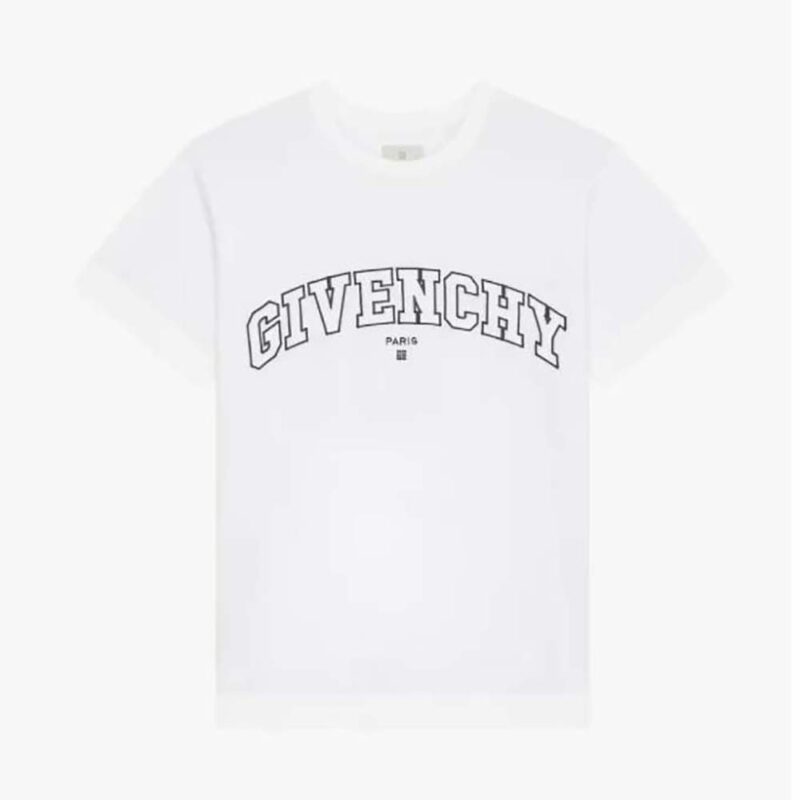 Givenchy Men T-shirt in GIVENCHY College Embroidered Jersey-White