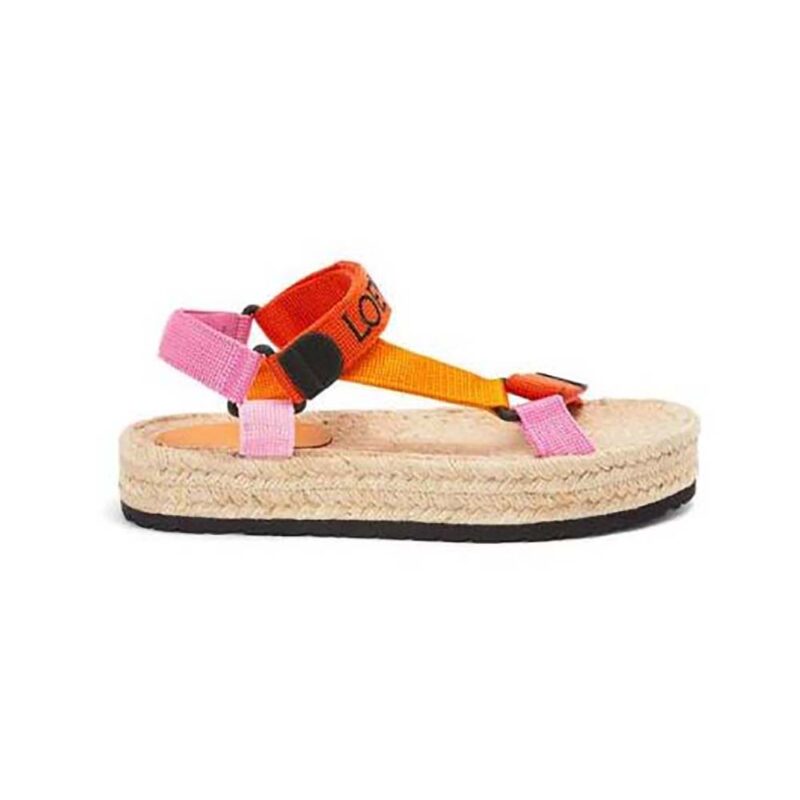 Loewe Women Strappy Espadrille in Nylon-Orange