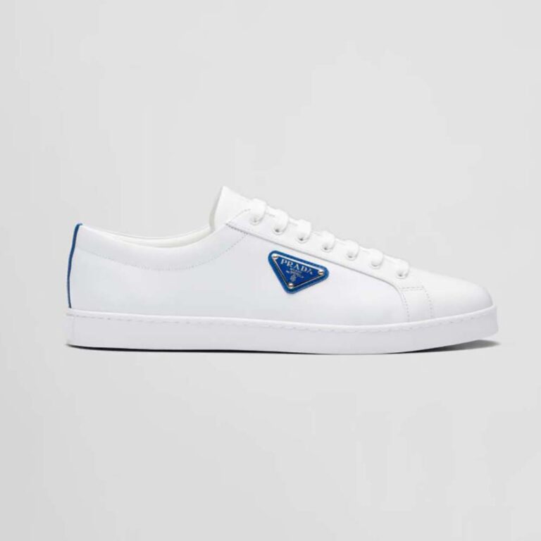 Prada Men Brushed Leather Sneakers-Blue