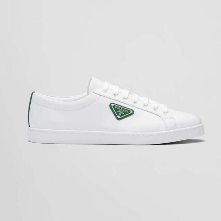 Prada Men Brushed Leather Sneakers-Green