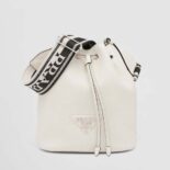 Prada Women Leather Bucket Bag with A Soft Silhouette-White
