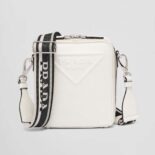 Prada Women Saffiano Leather Shoulder Bag with Sleek-White