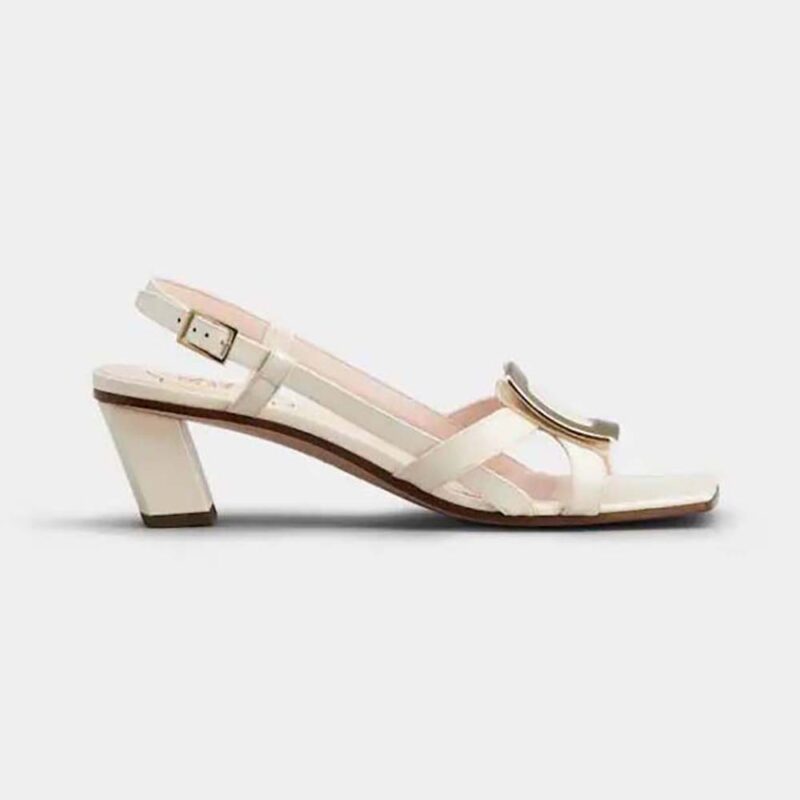 Roger Vivier Women Belle Vivier Metal Buckle Sandals in Patent Leather
