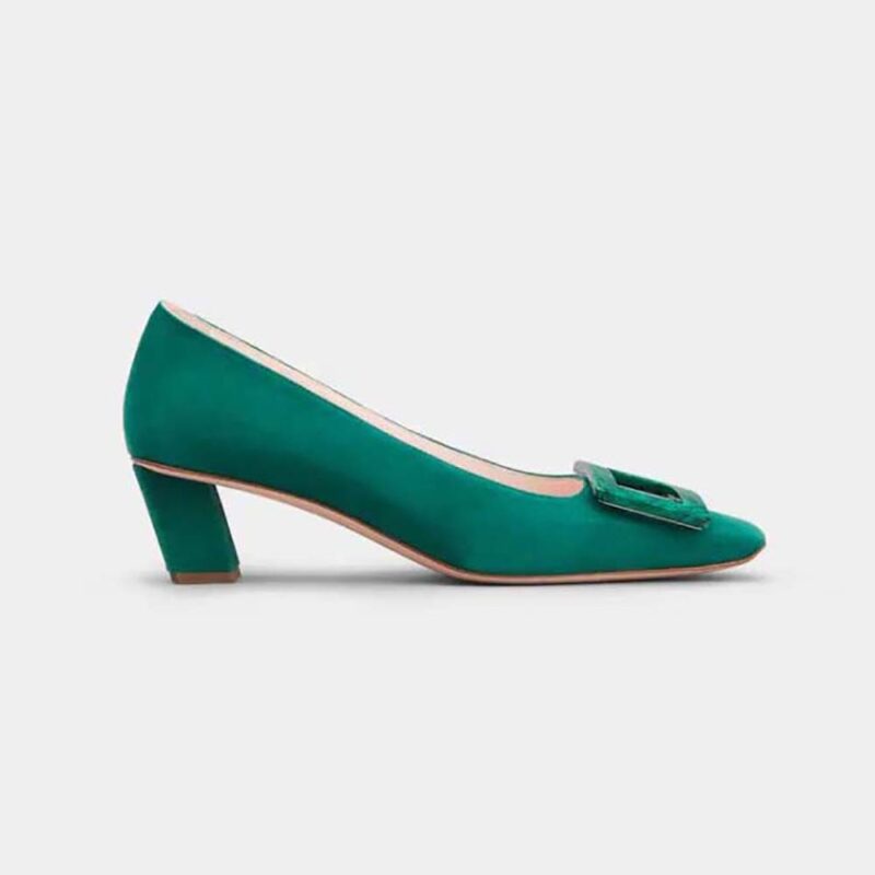 Roger Vivier Women Belle Vivier Stone Buckle Pumps in Suede