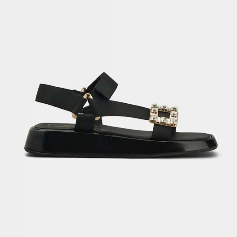 Roger Vivier Women Vivier Slide Trekky Strass Buckle Sandals in FabricsRoger Vivier Women Vivier Slide Trekky Strass Buckle Sandals in Fabrics