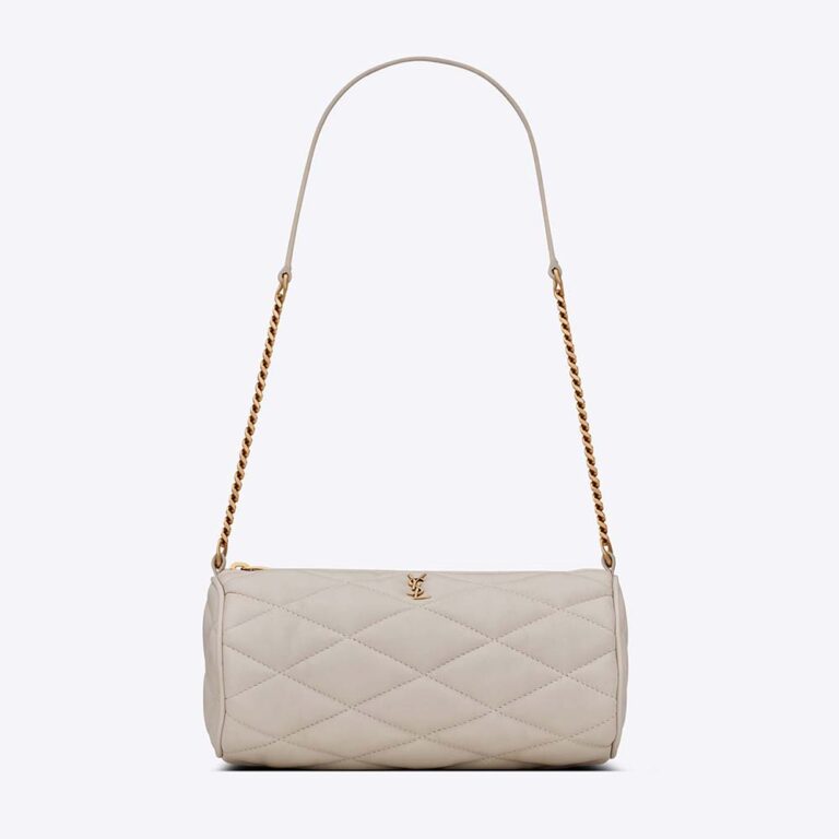 Saint Laurent YSL Women Sade Mini Tube Bag in Quilted Lambskin-White