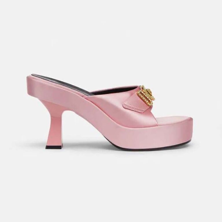 Versace Women Medusa Biggie Crystal Mules-Pink