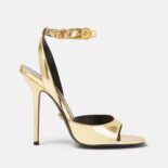 Versace Women Safety Pin High Heel Sandals-Gold