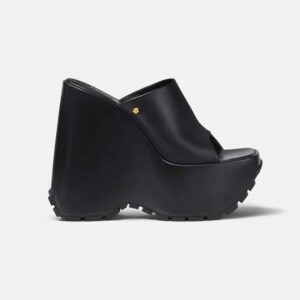 Versace Women Triplatform Leather Mules-Black