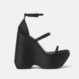 Versace Women Triplatform Sandals in 16cm Heel Height-Black