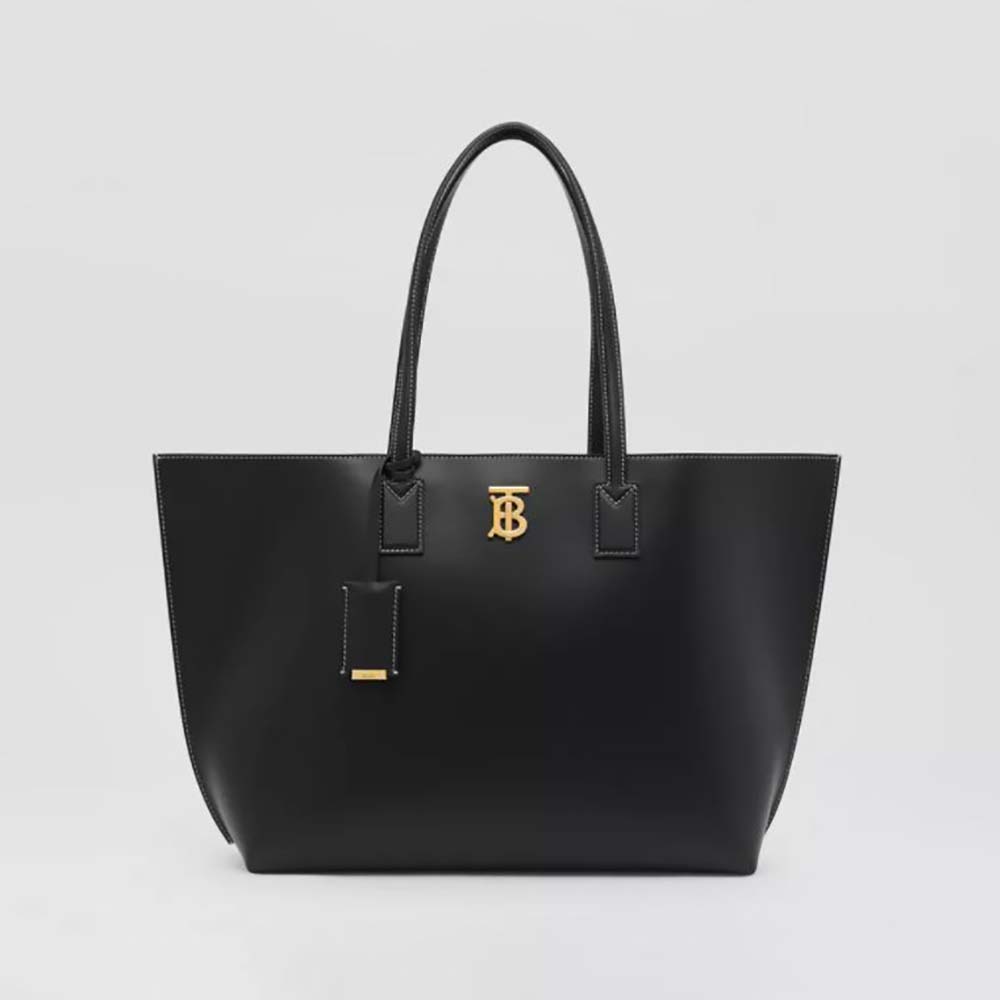Burberry Women Medium Monogram Motif Leather Tote-Black