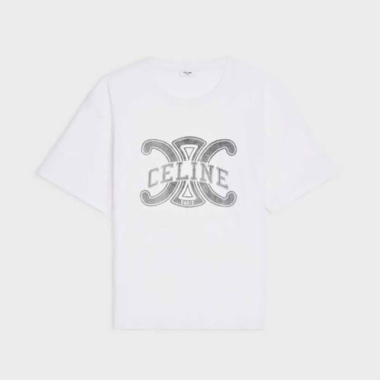 Celine Men Oversized Triomphe T-shirt in Cotton Jersey