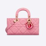 Dior Women Lady D-Joy Bag Bright Pink Cannage Denim
