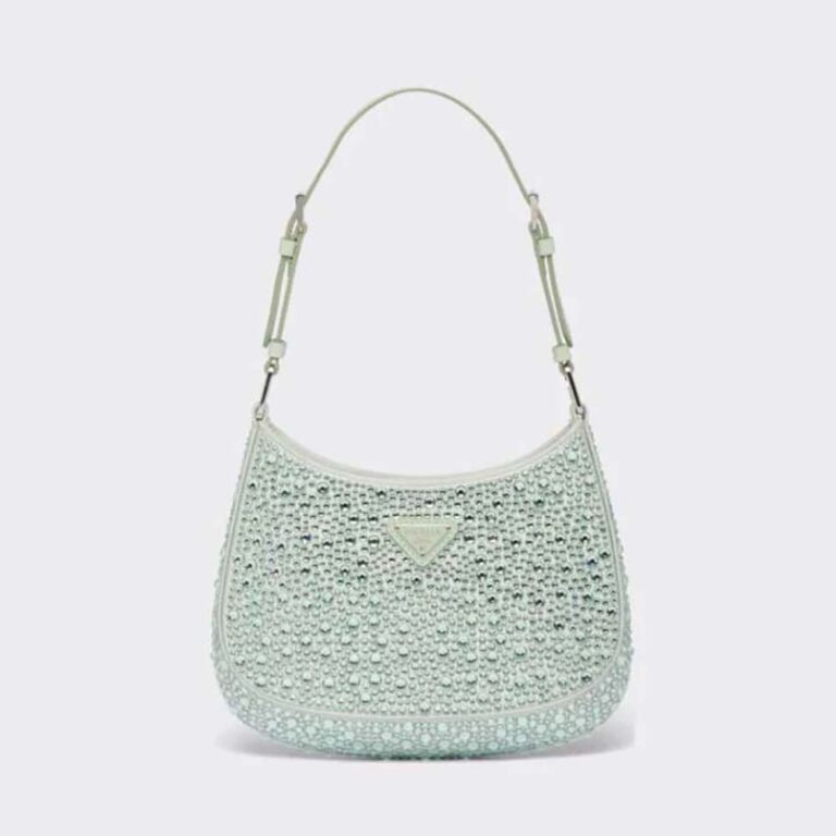 Prada Women Cleo Satin Bag with Crystals-Lime