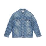 Balenciaga Women BB Monogram Large Fit Jacket in Blue Ring Denim