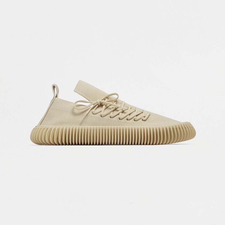Bottega Veneta Unisex Ripple Tech Knit Lace-up Sneakers-Beige