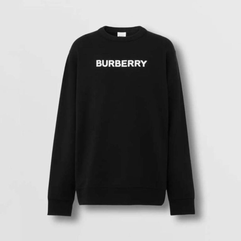 Burberry Women Logo Print Cotton Sweatshirt-Black