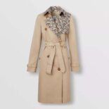 Burberry Women Monogram Print Detail Cotton Gabardine Trench Coat
