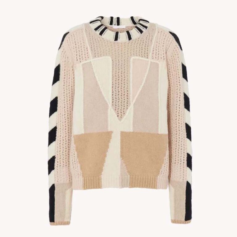 Chloe Women Graphic Knit Sweater-Beige