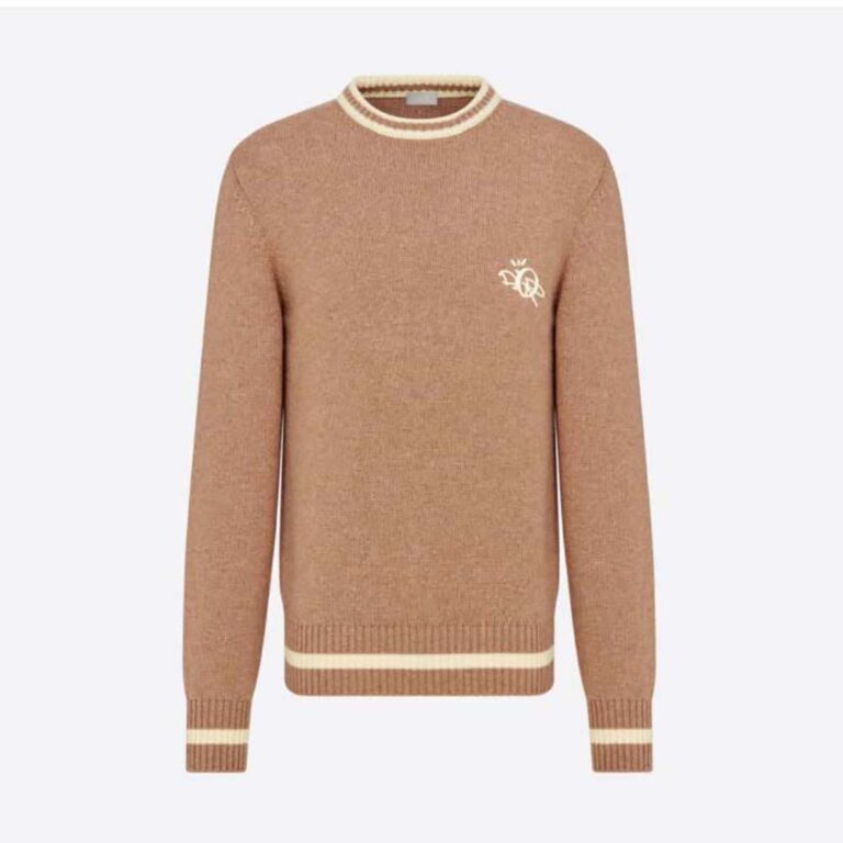 Dior Men Cactus Jack Dior Sweater Coffee Brown Cashmere Jersey