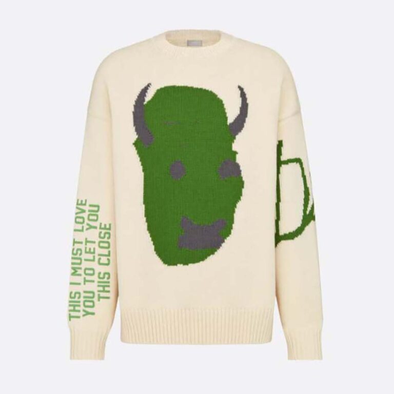 Dior Men Oversized Cactus Jack Dior Sweater Ecru Wool Knit