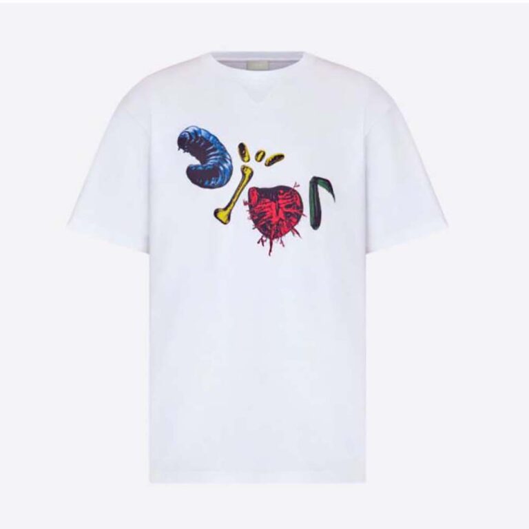 Dior Men Oversized Cactus Jack Dior T-shirt White Cotton Jersey