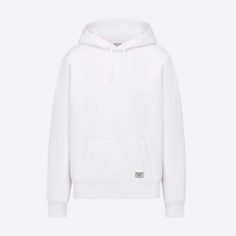 Dior Men Relaxed-Fit CD 1947 Hooded Sweatshirt White Cotton Fleece