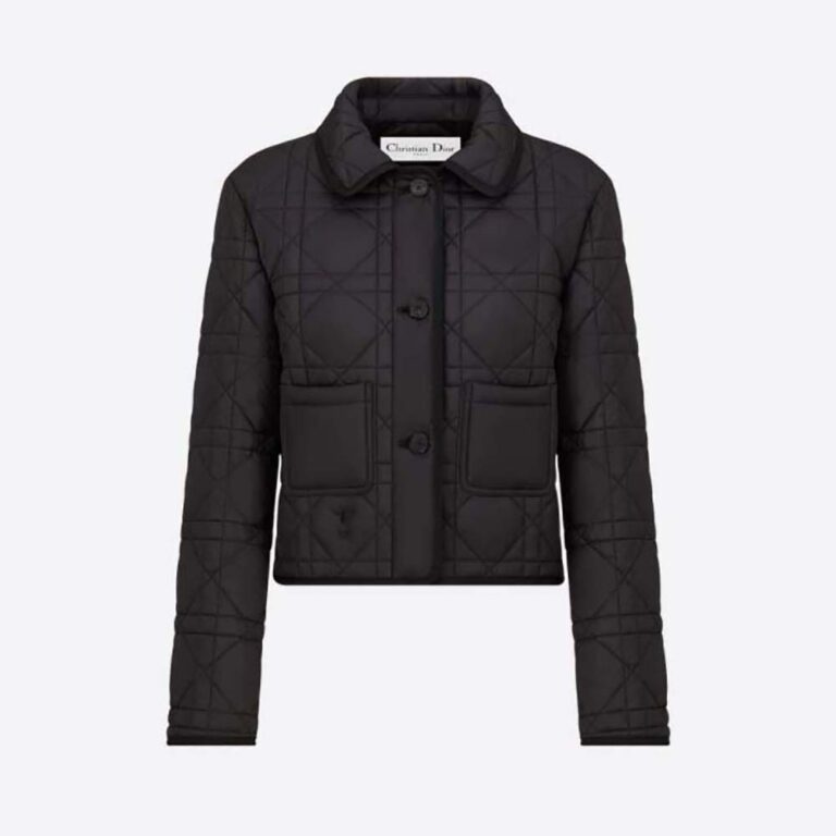 Dior Women Macrocannage Jacket Black Quilted Technical Taffeta