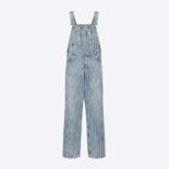 Dior Women Overalls Blue Faded Cotton Denim with Stripes