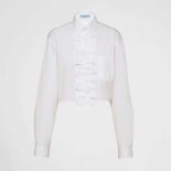 Prada Women Poplin Shirt with Triangle Logo with Sartorial Label