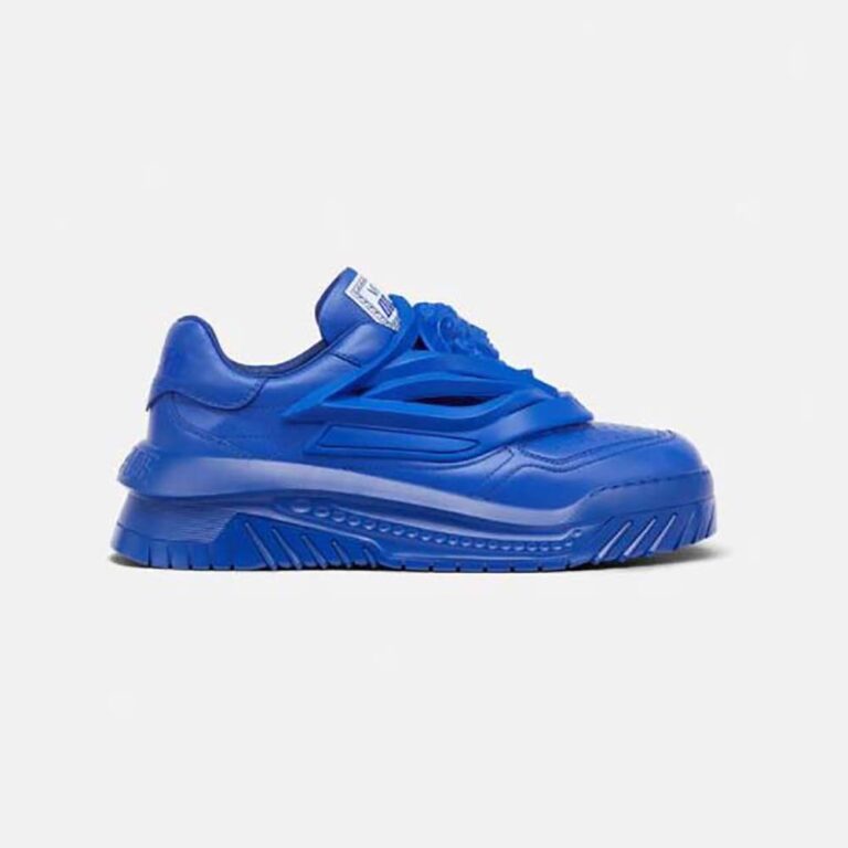 Versace Unisex Odissea Sneakers are Set on Rubber Soles with Perforated Toe Caps-Blue
