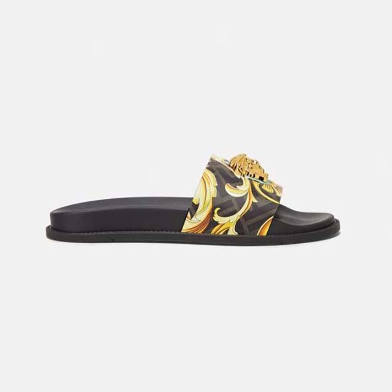 Versace Women Fendace wild Baroque Sliders-Black