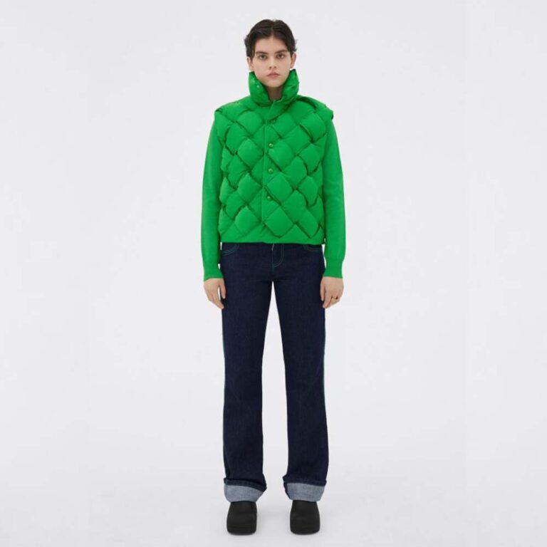 Bottega Veneta Women Intreccio Tech Nylon Vest-Green